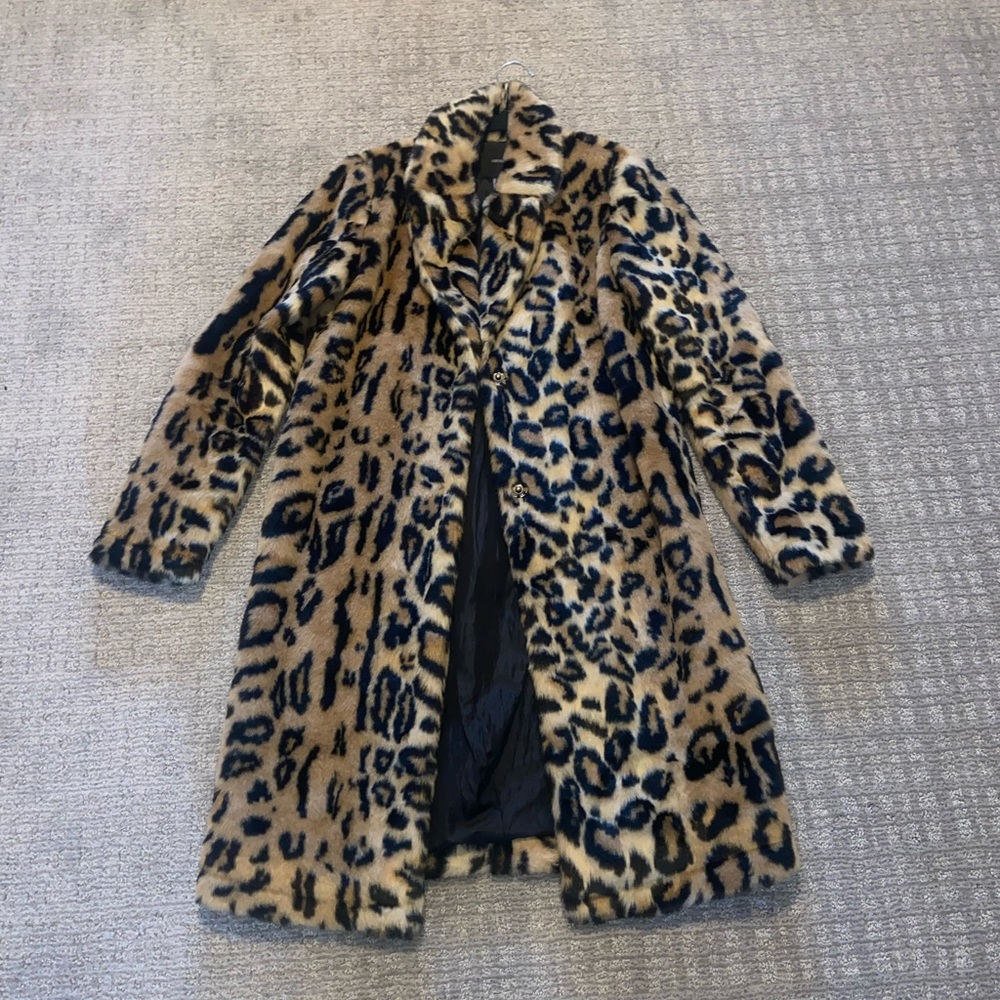 Long fux cheetah fur coat